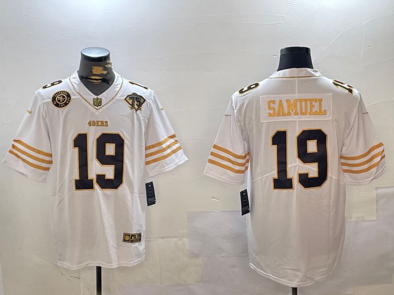 Men San Francisco 49ers #19 Samuel White Gold 2024 Nike Limited NFL Jersey style 12302